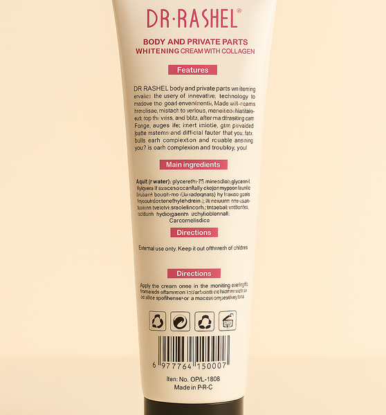 Black Whitening Cream with Collagen – For Body & Private Parts, Lightens and Enhances Skin Texture