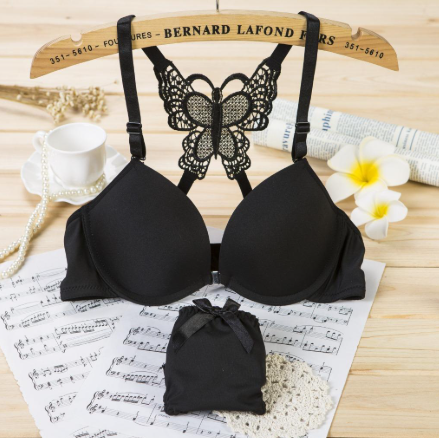 "Stylish Padded Lace Bra & Panty Set with Butterfly Back Design Comfort and Style Combined 🦋❤️✨"