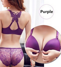 "Stylish Padded Lace Bra & Panty Set with Butterfly Back Design Comfort and Style Combined 🦋❤️✨"