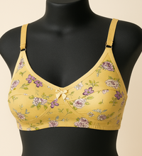 Comfortable Floral Print Bralette Soft Cotton Design Non-Padded for Everyday Wear