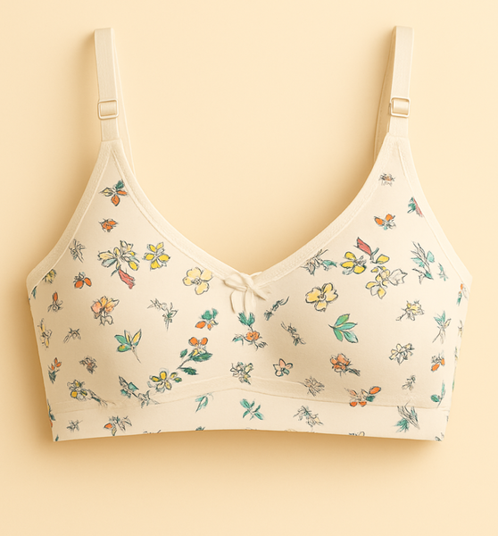 Comfortable Floral Print Bralette Soft Cotton Design Non-Padded for Everyday Wear