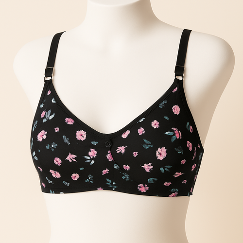 Comfortable Floral Print Bralette Soft Cotton Design Non-Padded for Everyday Wear