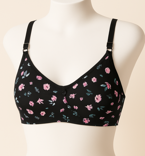 Comfortable Floral Print Bralette Soft Cotton Design Non-Padded for Everyday Wear